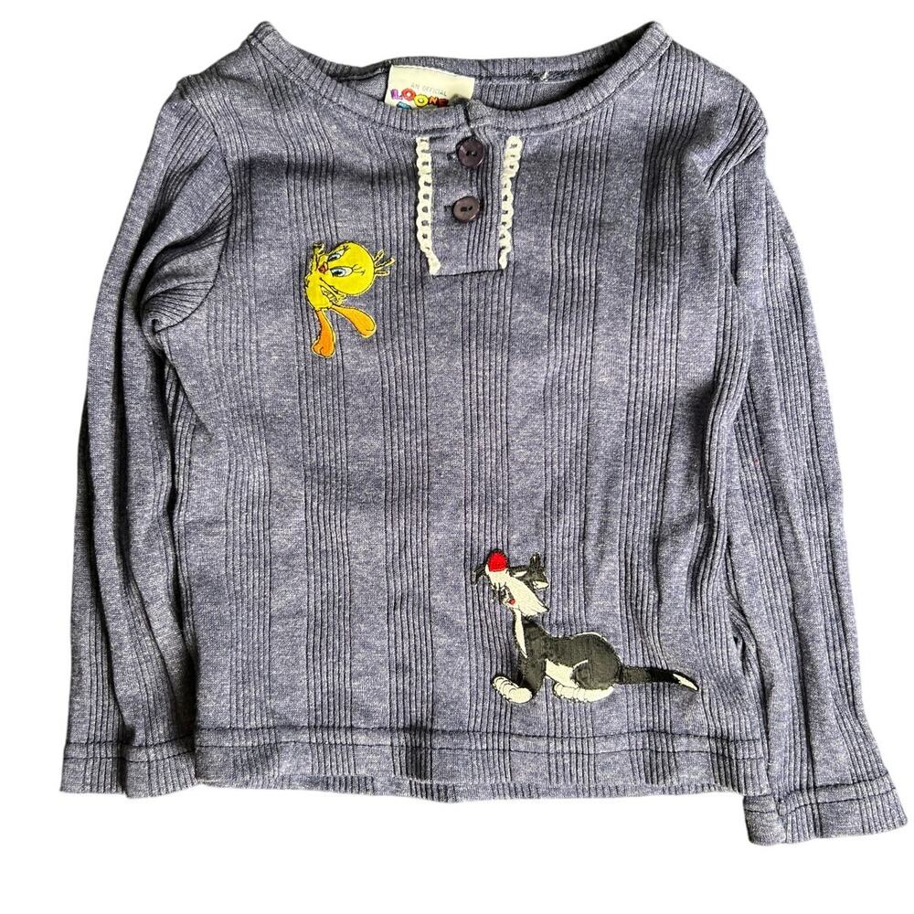 Vintage Looney Tunes Tweety Bird Purple Long Sleeve 1996 Toddler M0-3